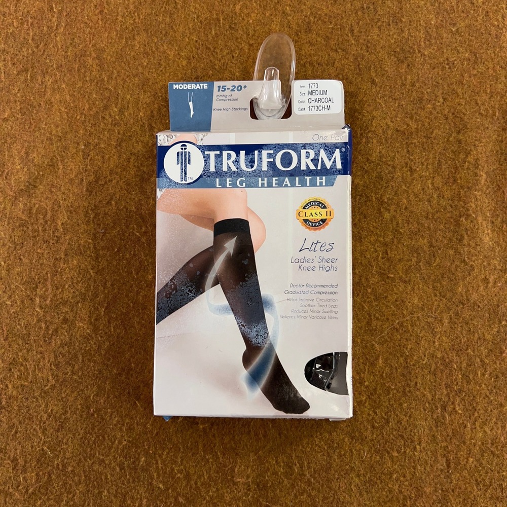 Truform Ladies Medium Charcoal 15-20mmHg Sheer Knee High Compression Stockings